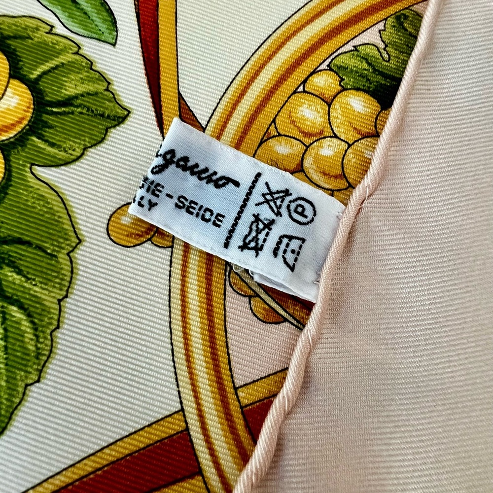 Salvatore Ferragamo Silk Scarf in Cream, Gold, Blue, Green, Brown - Picture 7 of 16